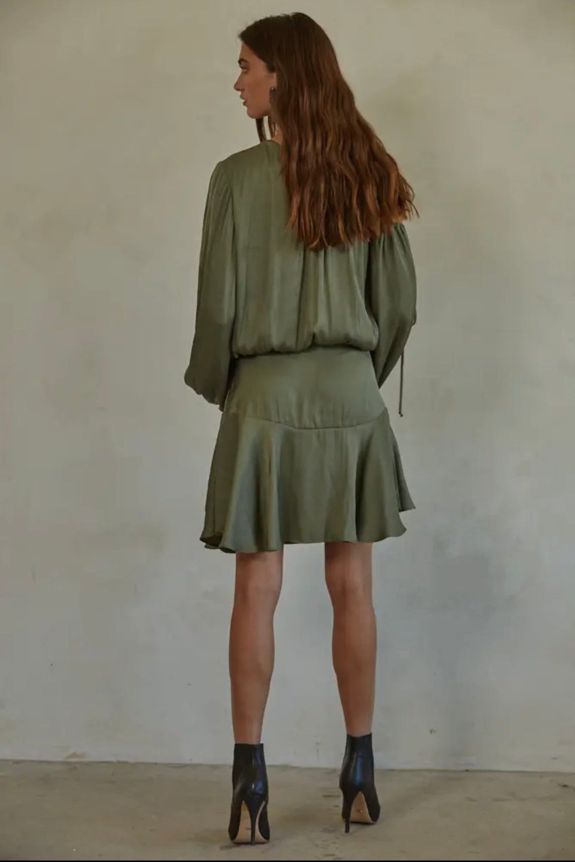 Olive Satin Dress