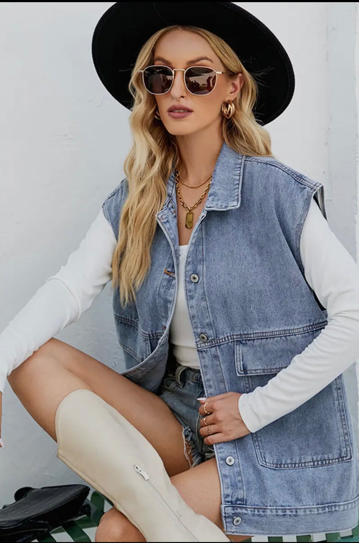 Loose Denim Vest