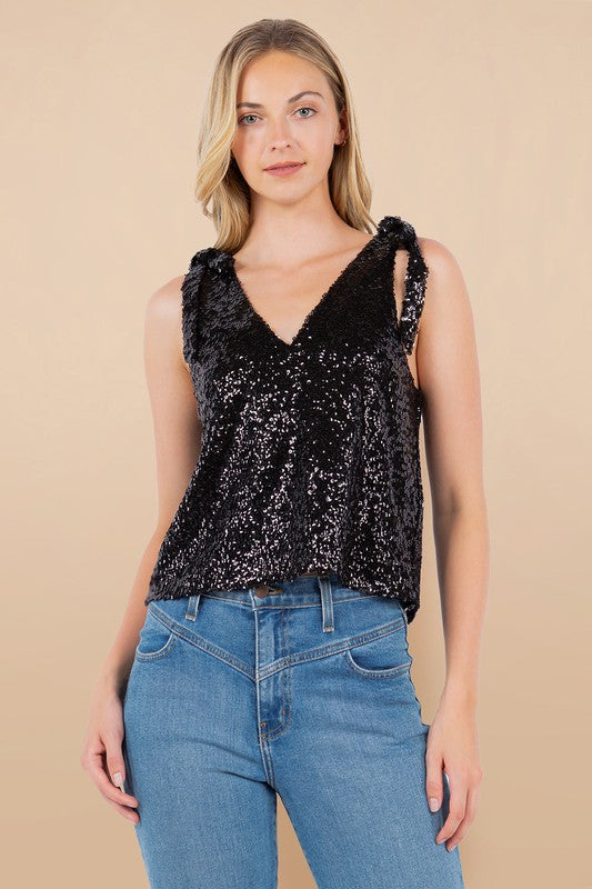 Black Sequin Top